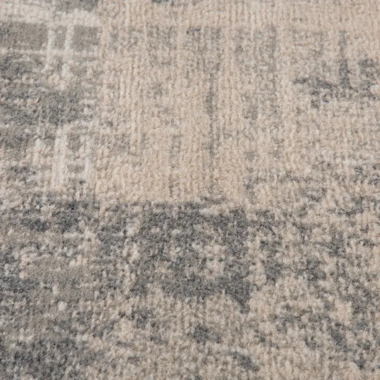 8' Gray and Light Blue Abstract Power Loom Round Rug