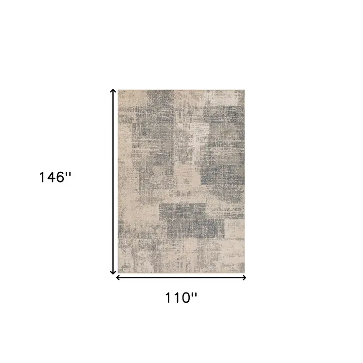 9' X 12' Gray and Light Blue Abstract Power Loom Area Rug