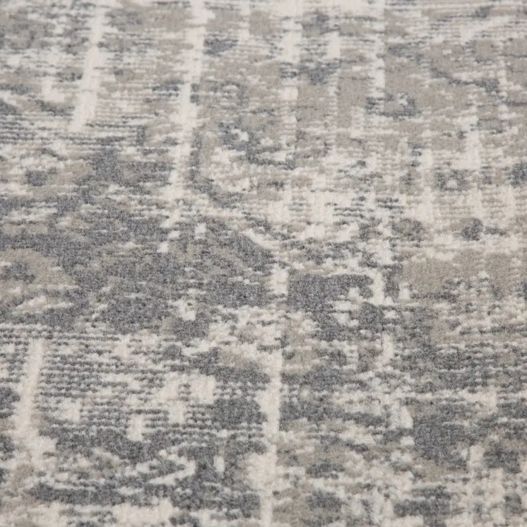 5' X 8' Medium Gray and Ivory Medallion Power Loom Area Rug