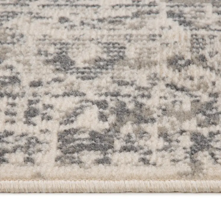 8' X 10' Medium Gray and Ivory Medallion Power Loom Area Rug