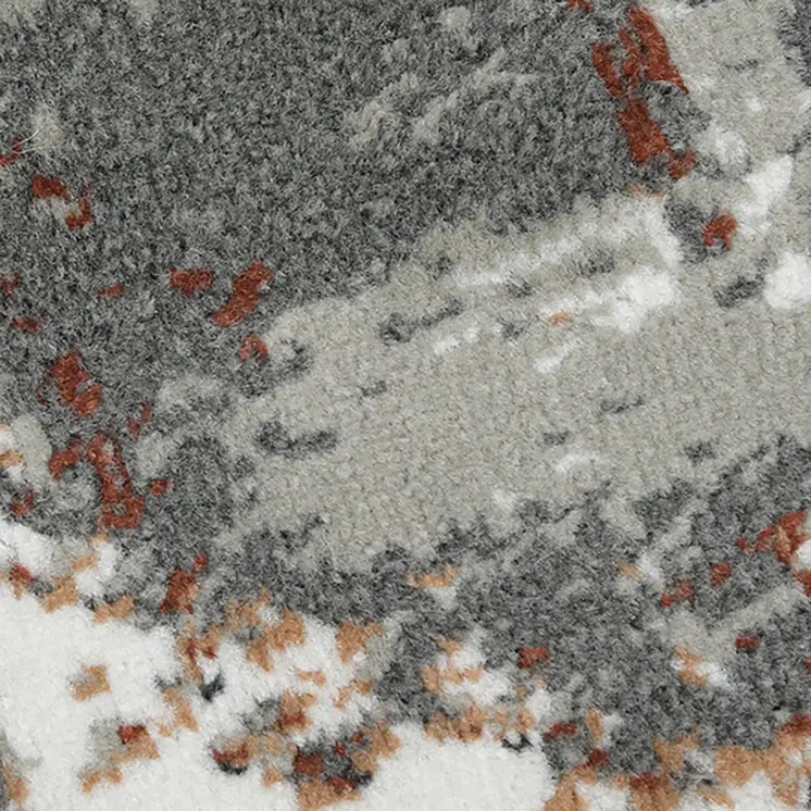 8' X 10' Ivory Gray and Rust Abstract Power Loom Area Rug