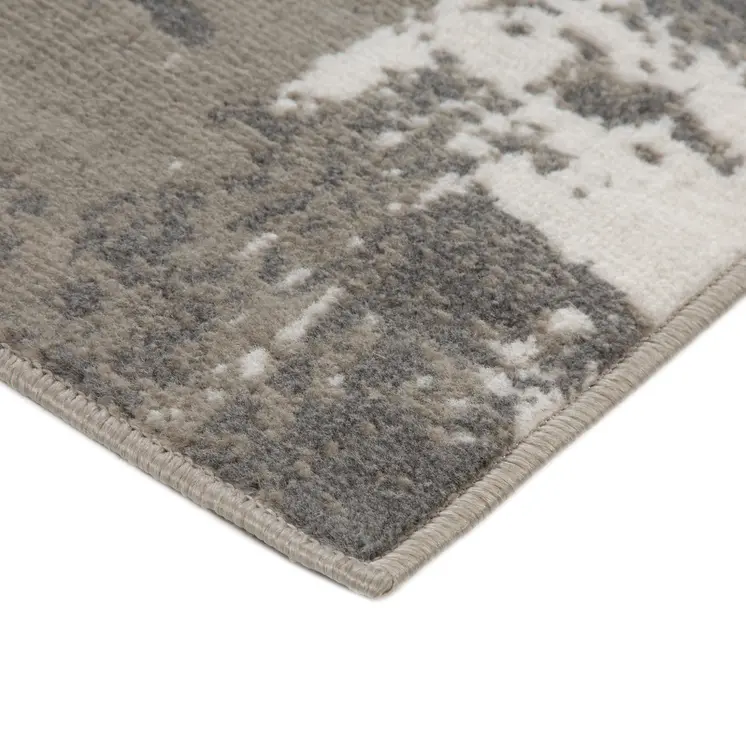 5' X 8' Ivory Black and Gray Abstract Power Loom Area Rug