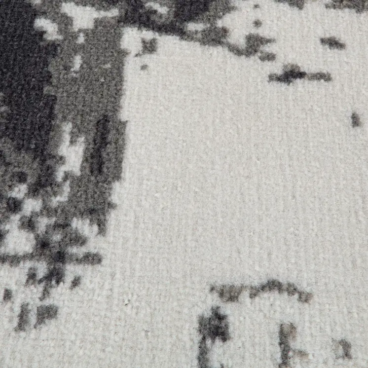 5' X 8' Ivory Black and Gray Abstract Power Loom Area Rug