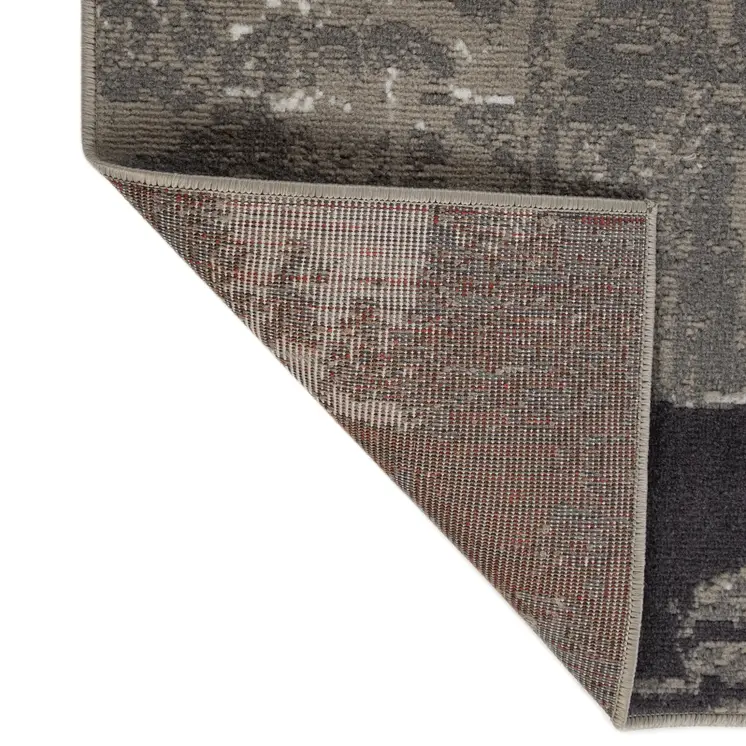 5' X 8' Ivory Black and Gray Abstract Power Loom Area Rug