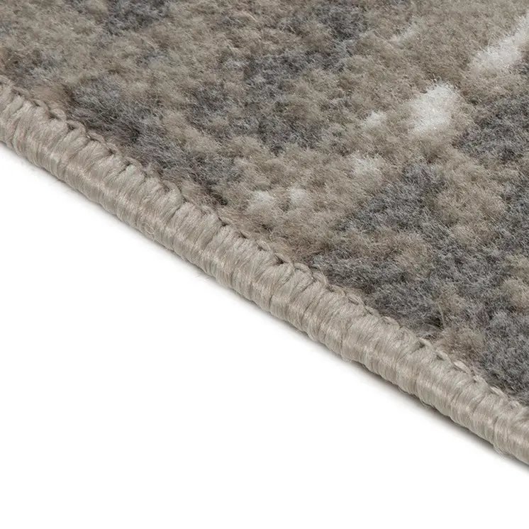 8' Ivory Black and Gray Abstract Power Loom Round Rug