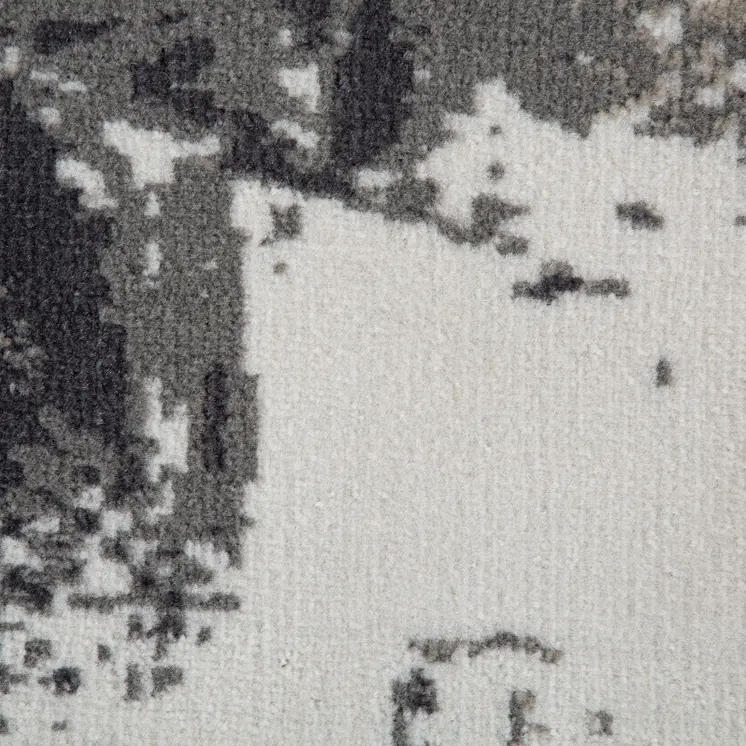 9' X 12' Ivory Black and Gray Abstract Power Loom Area Rug