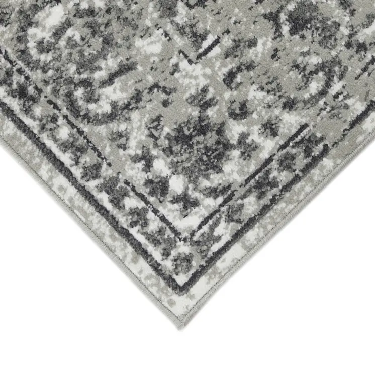 10' X 14' Gray and Dark Gray Floral Power Loom Area Rug