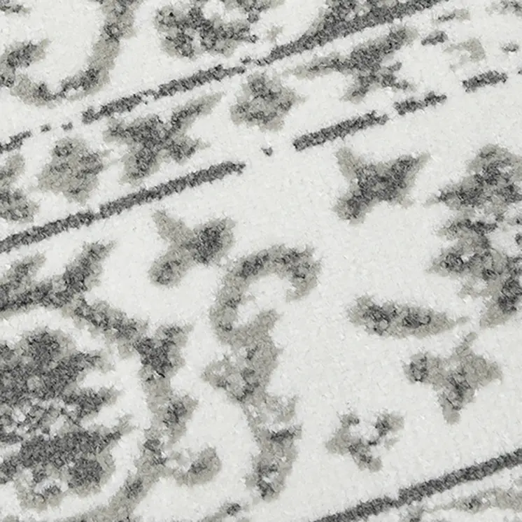 9' X 12' Gray and Light Gray Floral Power Loom Area Rug