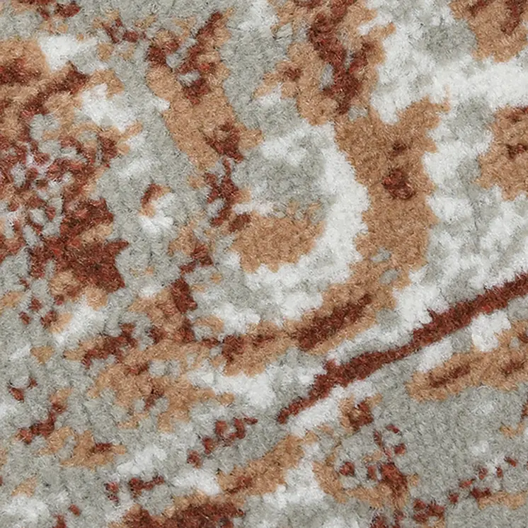 5' X 8' Rust and Gray Floral Power Loom Area Rug