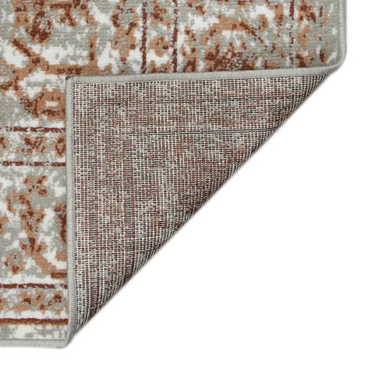 5' X 8' Rust and Gray Floral Power Loom Area Rug