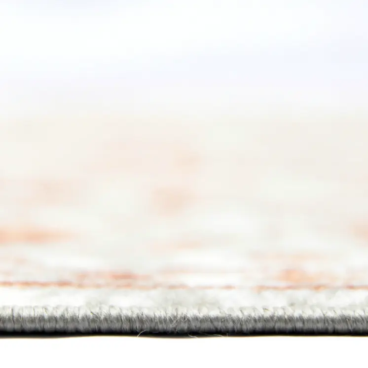 8' Rust and Gray Floral Power Loom Round Rug