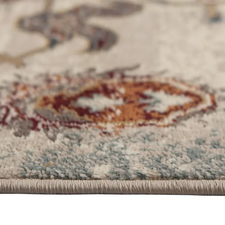 8' X 10' Beige Rust and Navy Oriental Power Loom Area Rug