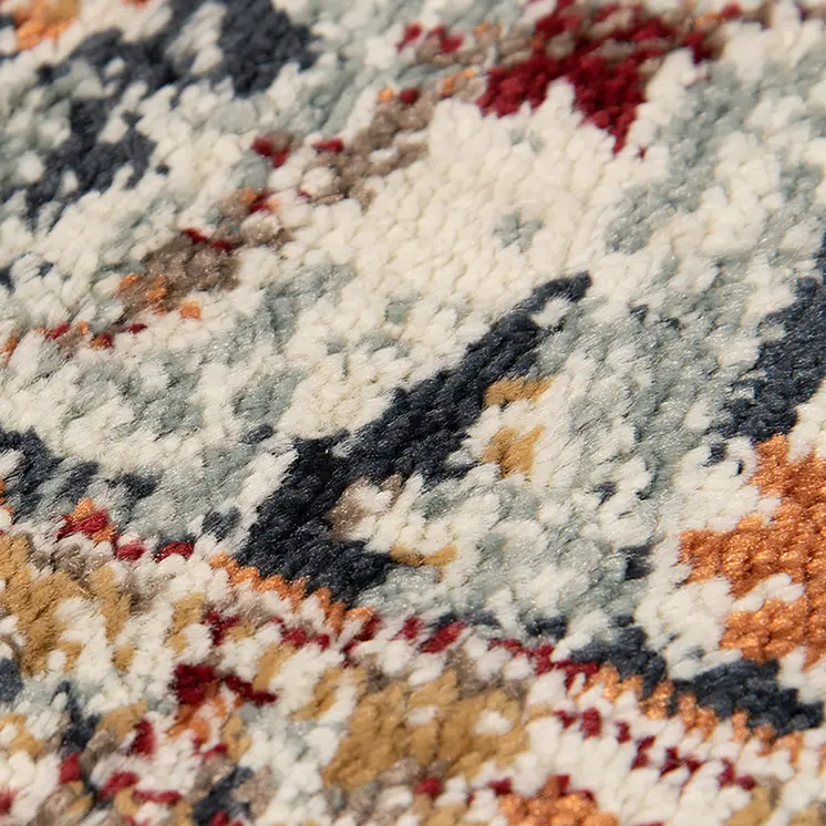 9' X 12' Ivory Navy and Orange Medallion Power Loom Area Rug