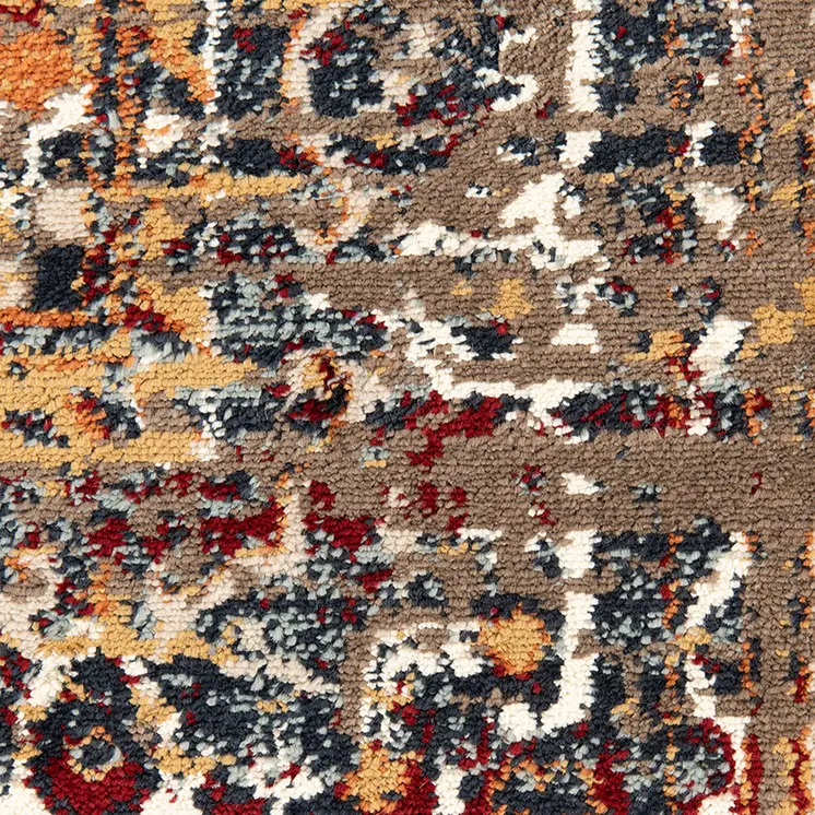 9' X 12' Ivory Red and Orange Medallion Power Loom Area Rug