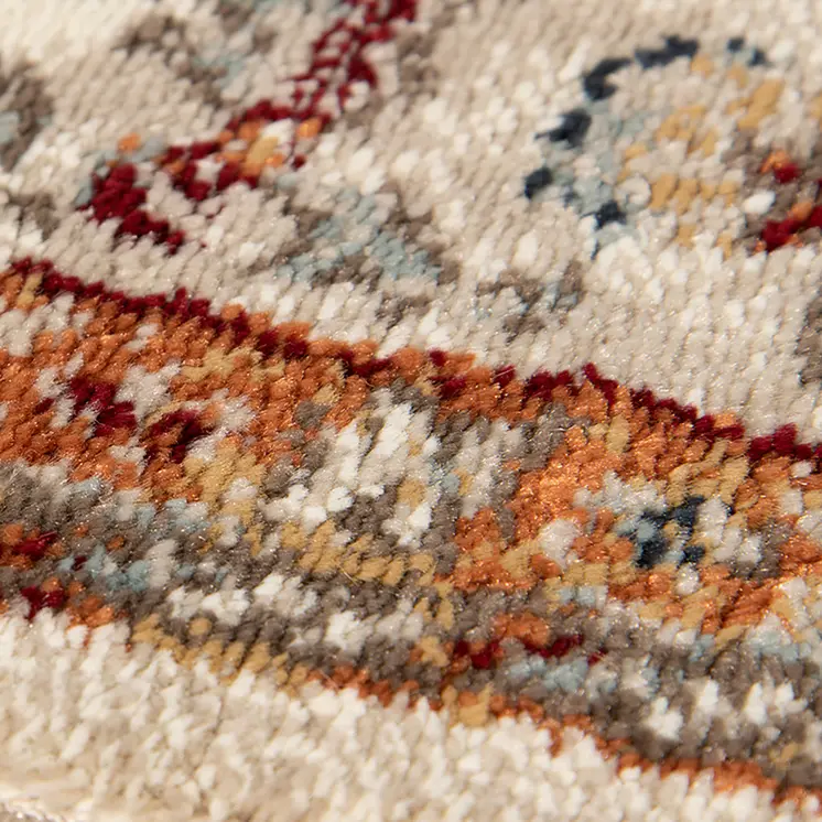 5' X 8' Beige Rust and Navy Floral Medallion Power Loom Area Rug
