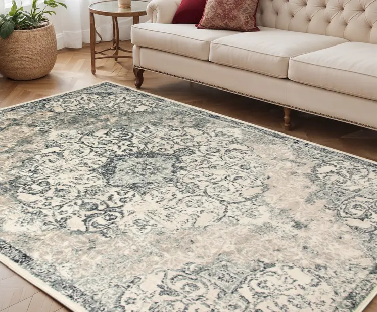 5' X 8' Charcoal and Gray Medallion Power Loom Area Rug