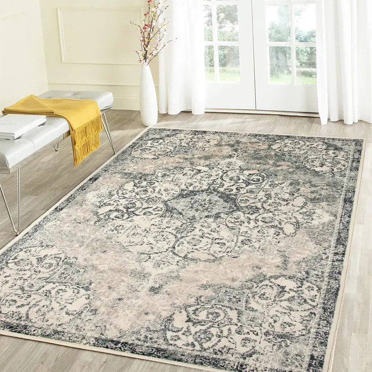8' X 10' Charcoal and Gray Medallion Power Loom Area Rug