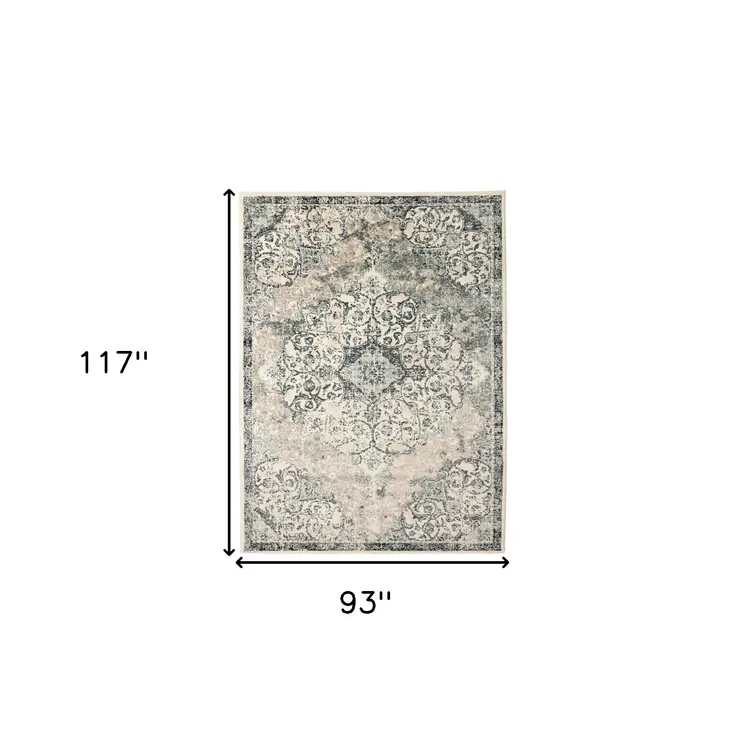 8' X 10' Charcoal and Gray Medallion Power Loom Area Rug