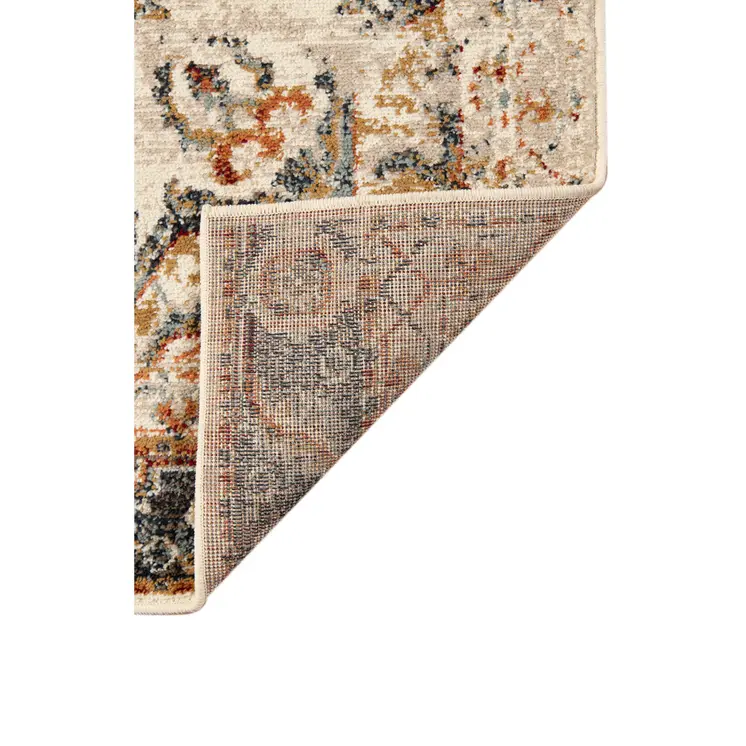 9' X 12' Ivory Tan and Gold Medallion Power Loom Area Rug
