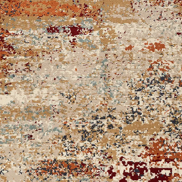 9' X 12' Orange and Black Abstract Power Loom Area Rug