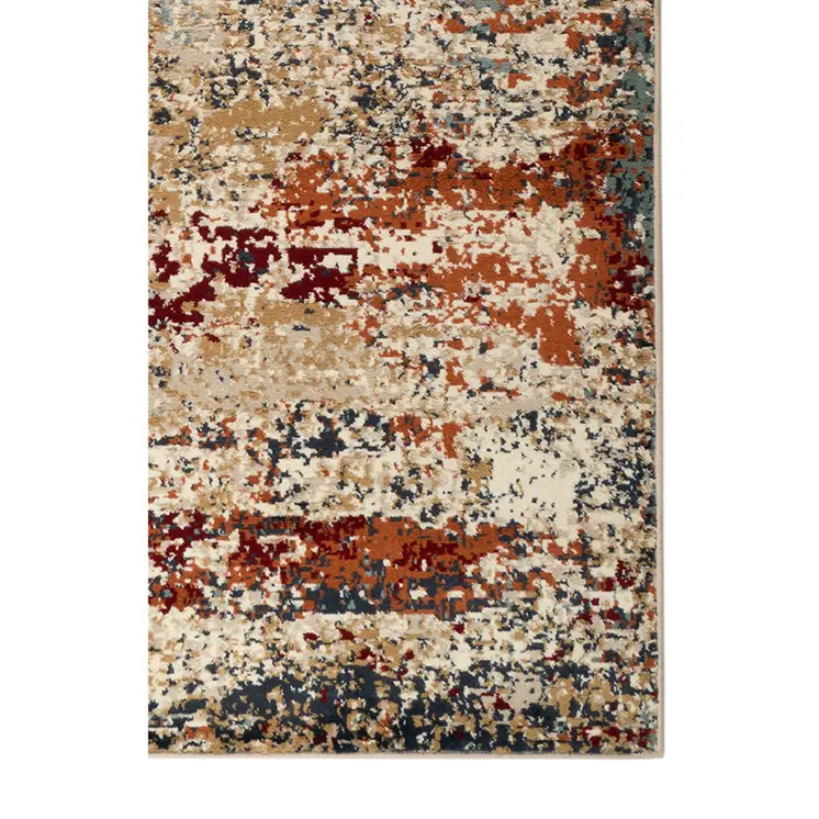 9' X 12' Orange and Black Abstract Power Loom Area Rug