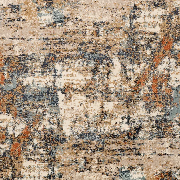 5' X 8' Tan Orange and Gray Abstract Power Loom Area Rug