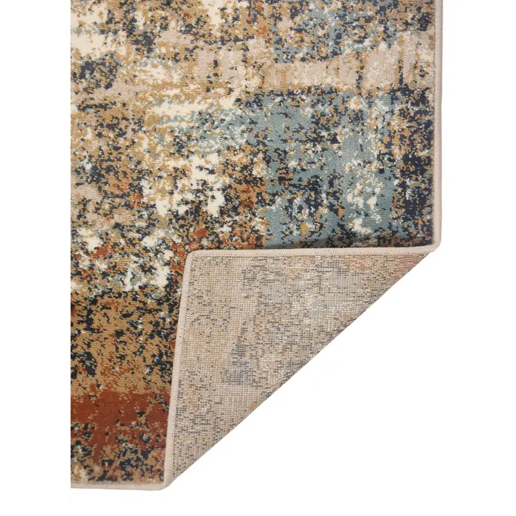 5' X 8' Tan Orange and Gray Abstract Power Loom Area Rug