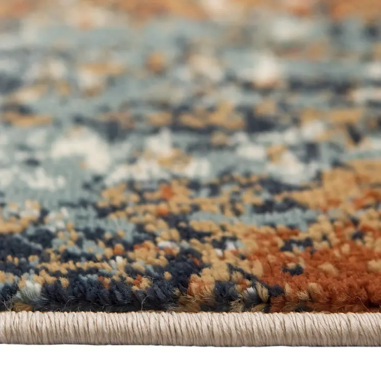 9' X 12' Tan Orange and Gray Abstract Power Loom Area Rug