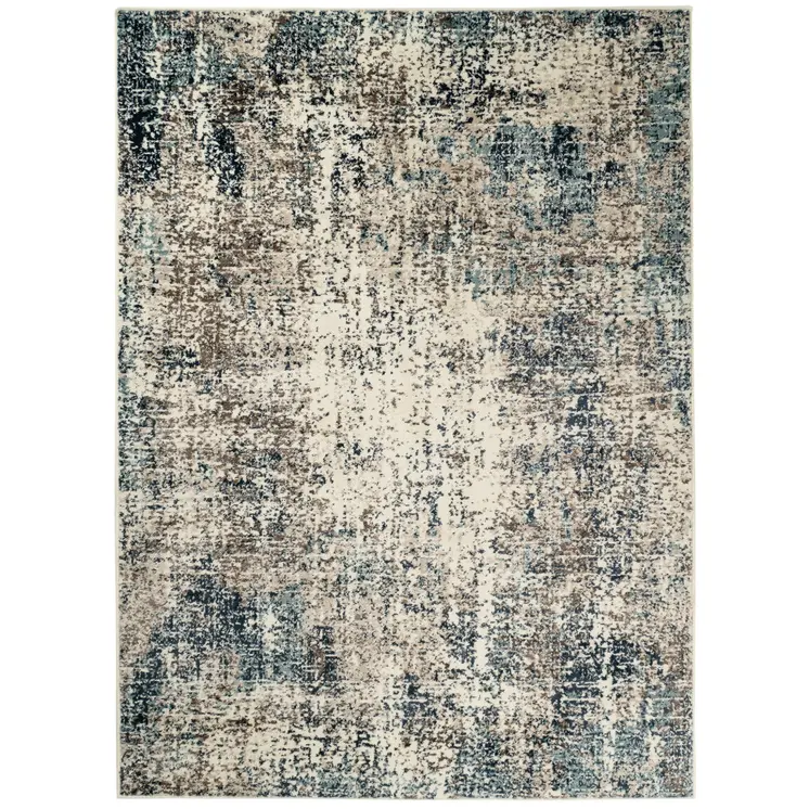 8' X 10' Ivory Blue and Gray Abstract Power Loom Area Rug