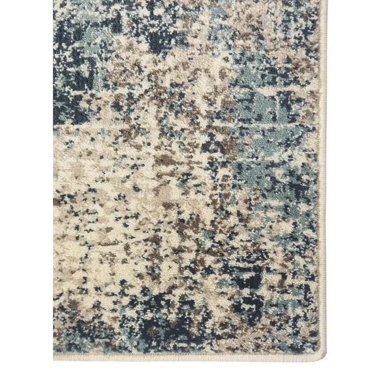 8' X 10' Ivory Blue and Gray Abstract Power Loom Area Rug