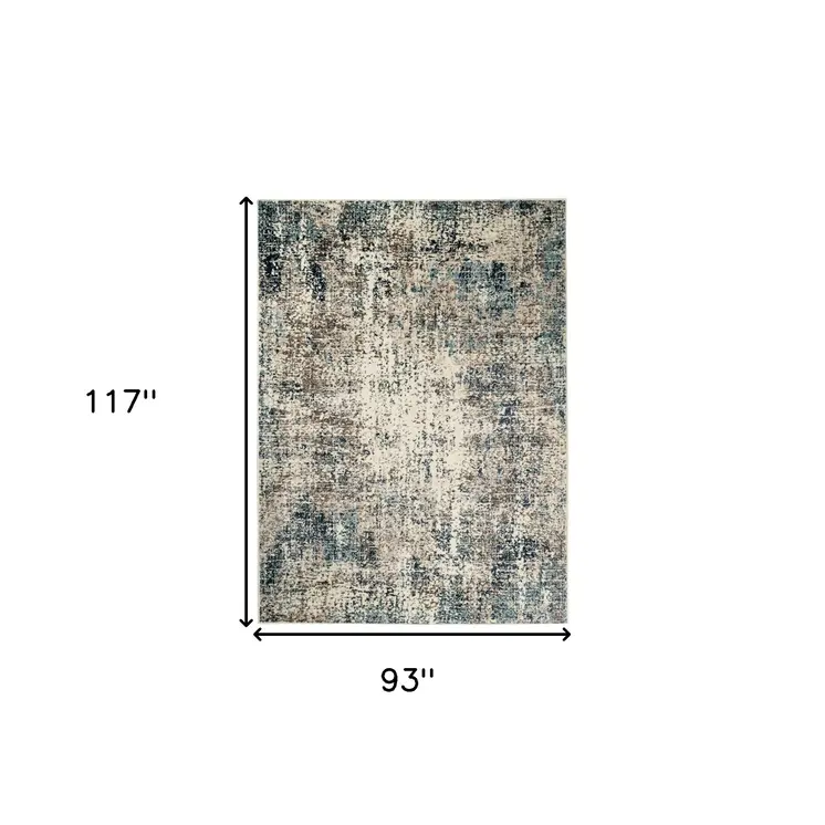 8' X 10' Ivory Blue and Gray Abstract Power Loom Area Rug