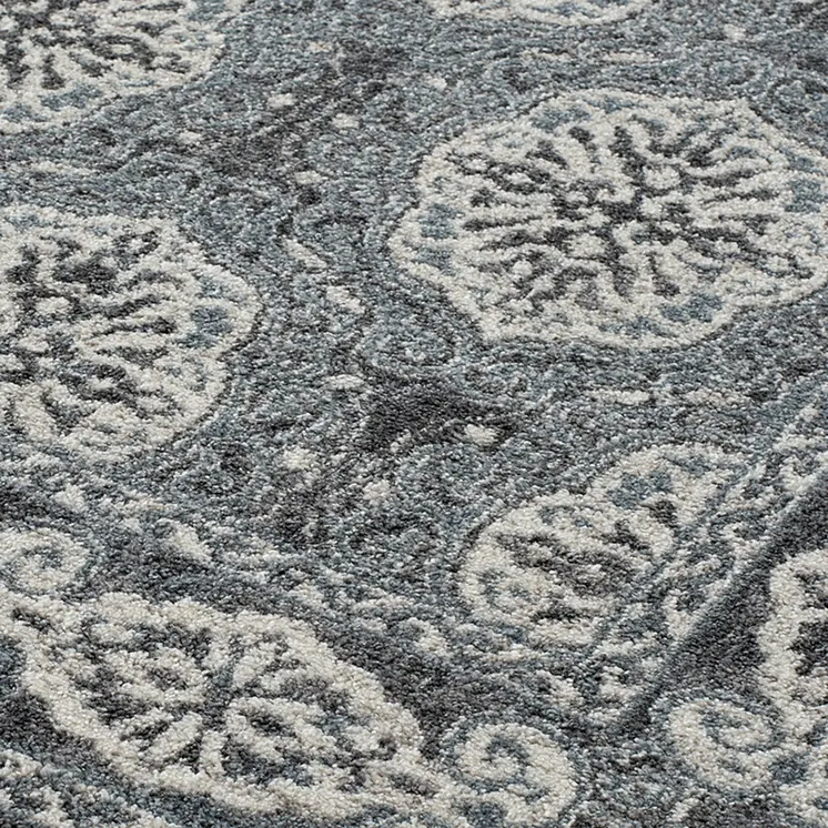 9' X 12' Charcoal and Ivory Medallion Power Loom Area Rug