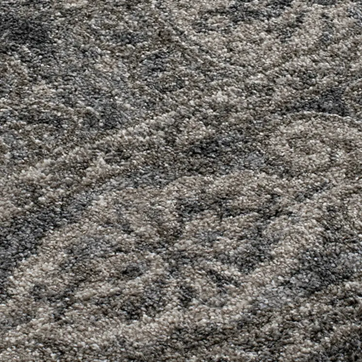 6' Charcoal and Gray Medallion Power Loom Round Rug