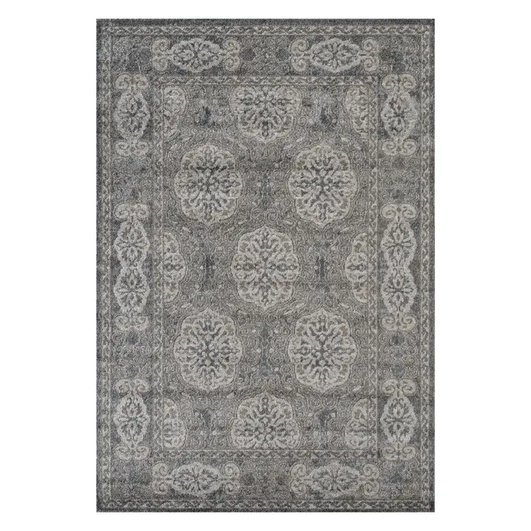 8' X 10' Charcoal and Gray Medallion Power Loom Area Rug