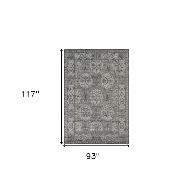 8' X 10' Charcoal and Gray Medallion Power Loom Area Rug