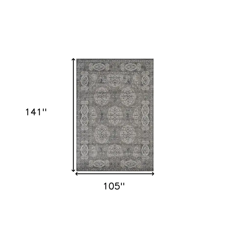 9' X 12' Charcoal and Gray Medallion Power Loom Area Rug