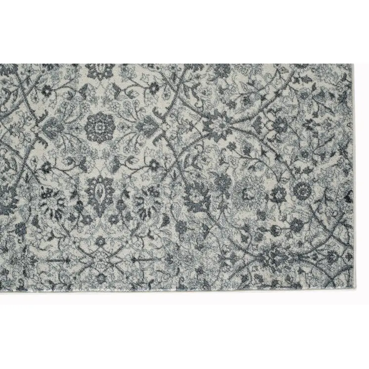 4' X 6' Charcoal and Gray Floral Power Loom Area Rug