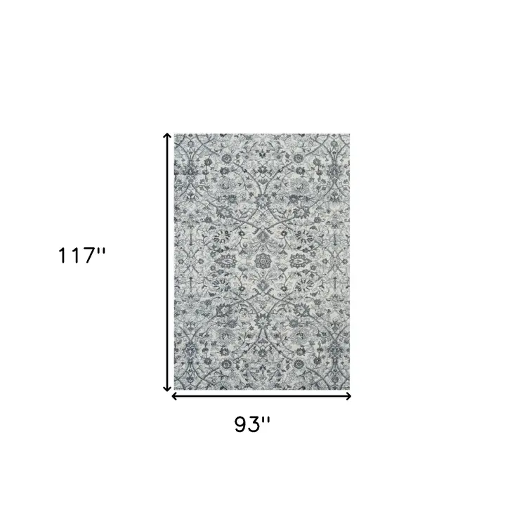 8' X 10' Charcoal and Gray Oriental Power Loom Area Rug