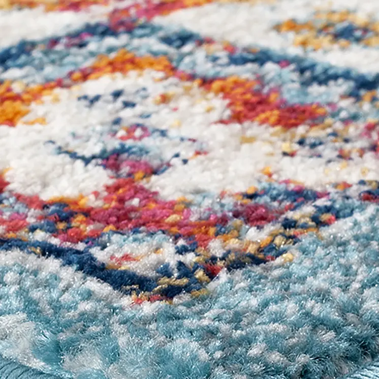 4' X 6' Ivory Blue and Orange Medallion Power Loom Area Rug
