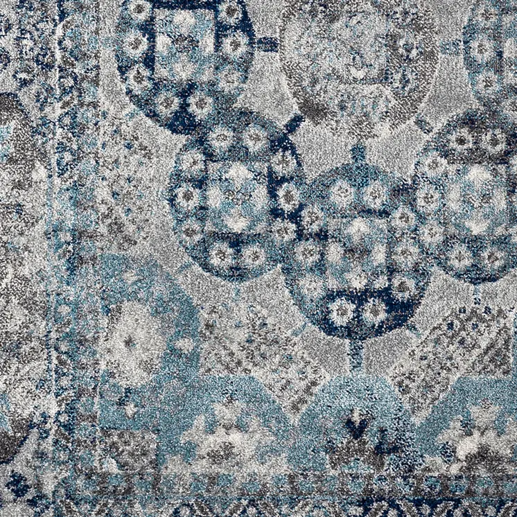 8' X 10' Ivory Blue And Gray Medallion Area Rug