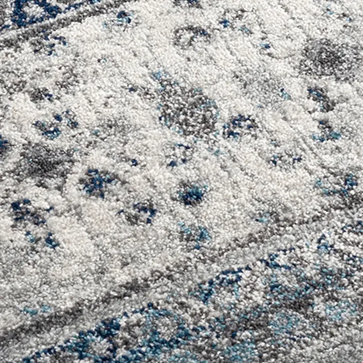8' X 10' Ivory Blue And Gray Medallion Area Rug