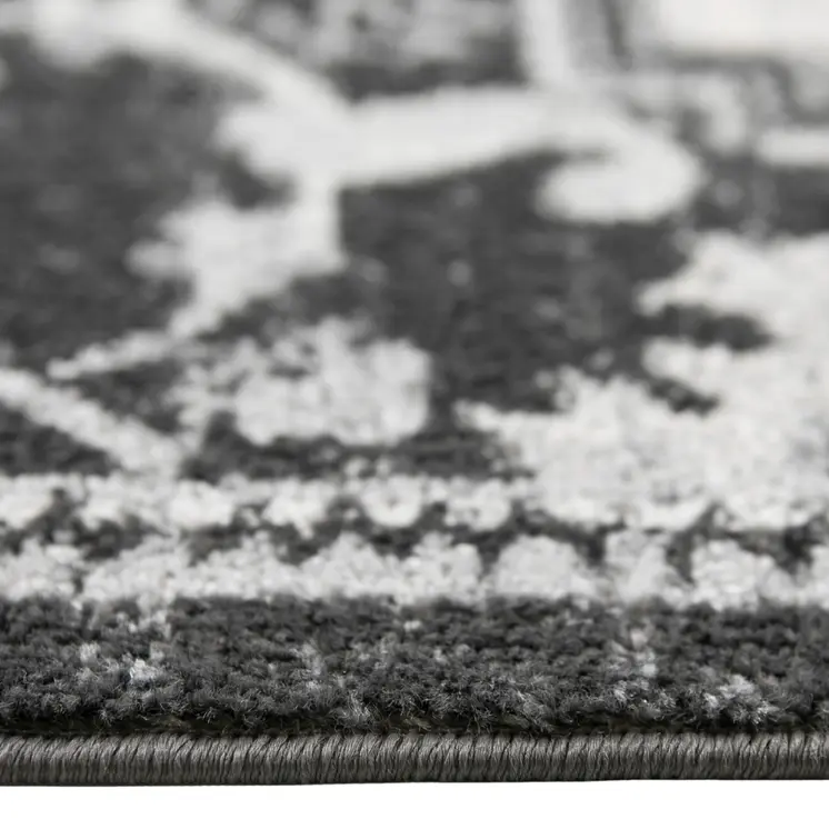 9' X 12' Ivory Black and Gray Medallion Power Loom Area Rug