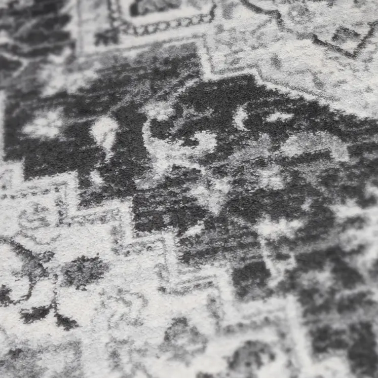 9' X 12' Gray and Dark Gray Medallion Power Loom Area Rug
