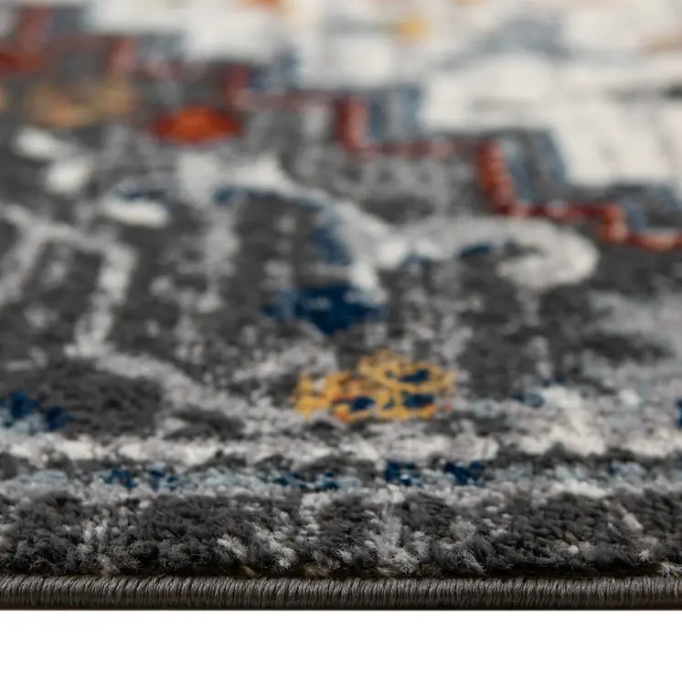 8' X 10' Gray Rust and Orange Medallion Power Loom Area Rug