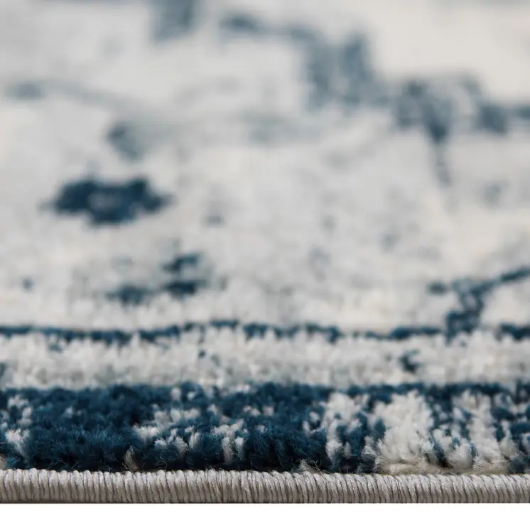 9' X 12' Navy and Ivory Medallion Power Loom Area Rug