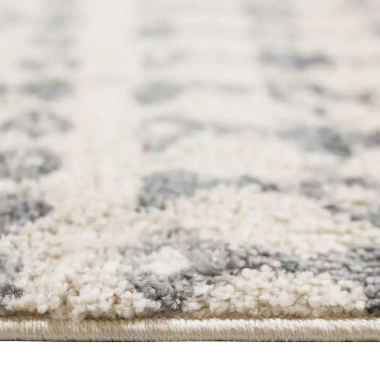 7' X 9' Gray And Ivory Geometric Shag Area Rug