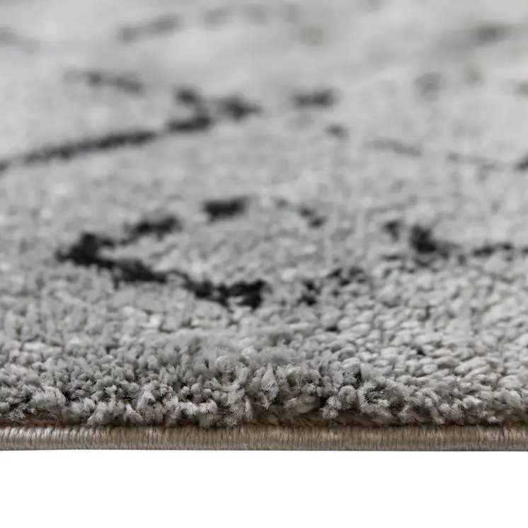 10' Black And Gray Geometric Shag Runner Rug