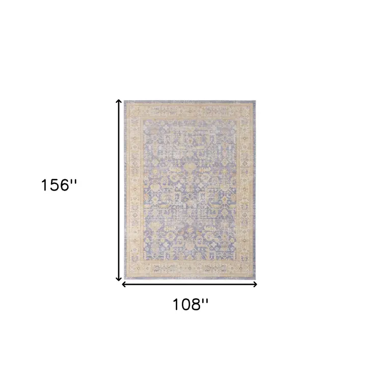 9' X 13' Lavender And Orange Floral Area Rug