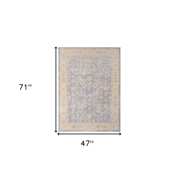 4' X 6' Lavender And Orange Floral Area Rug