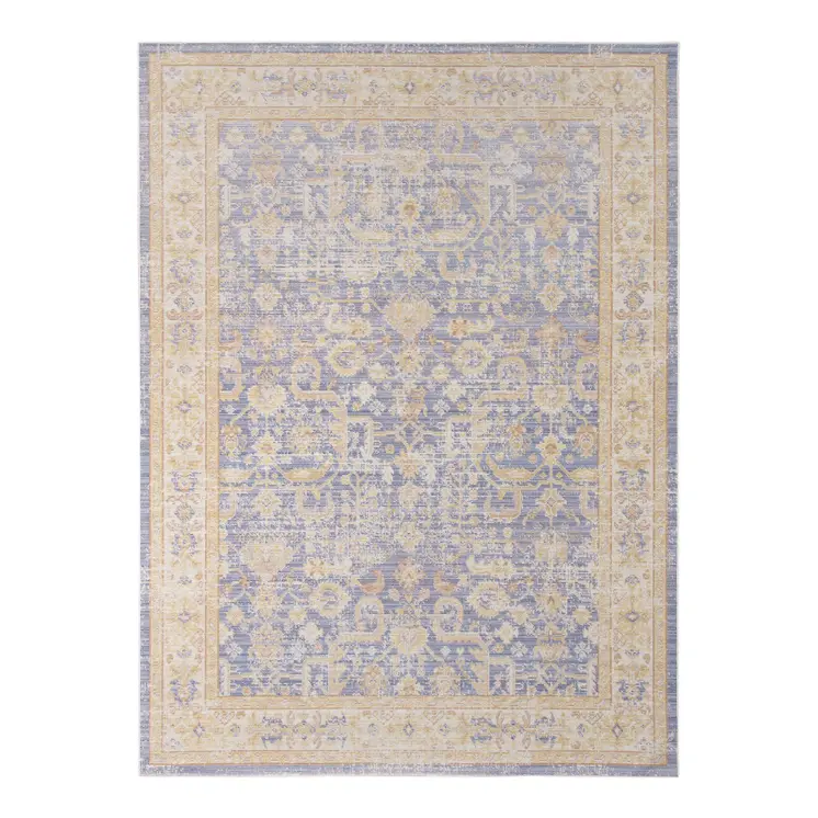 5' X 8' Lavender And Orange Floral Area Rug